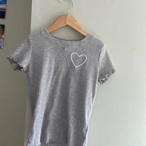 Art Class Grey Ribbed T-Shirt with White Heart